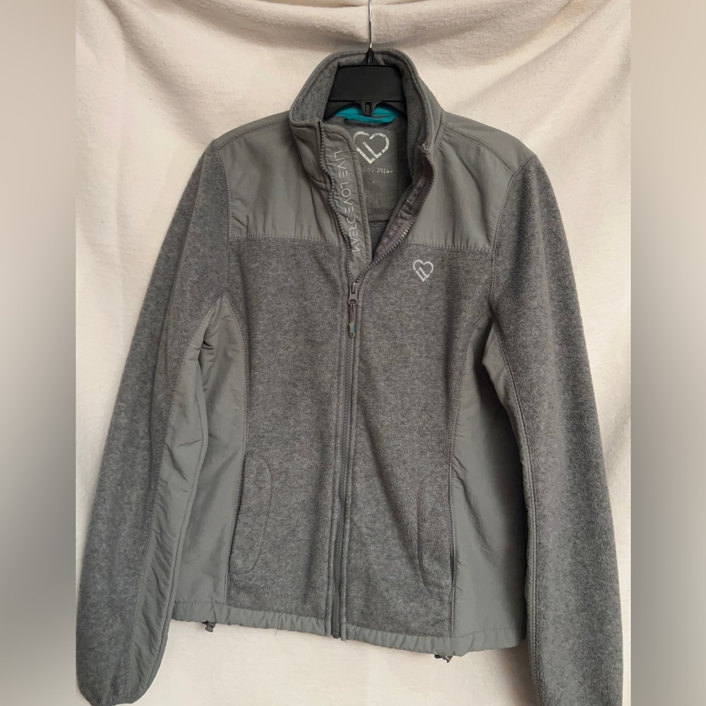Med hoodie, blue/gray in color